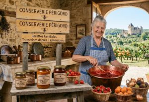 Image illustrant une femme qui prépare de la confiture